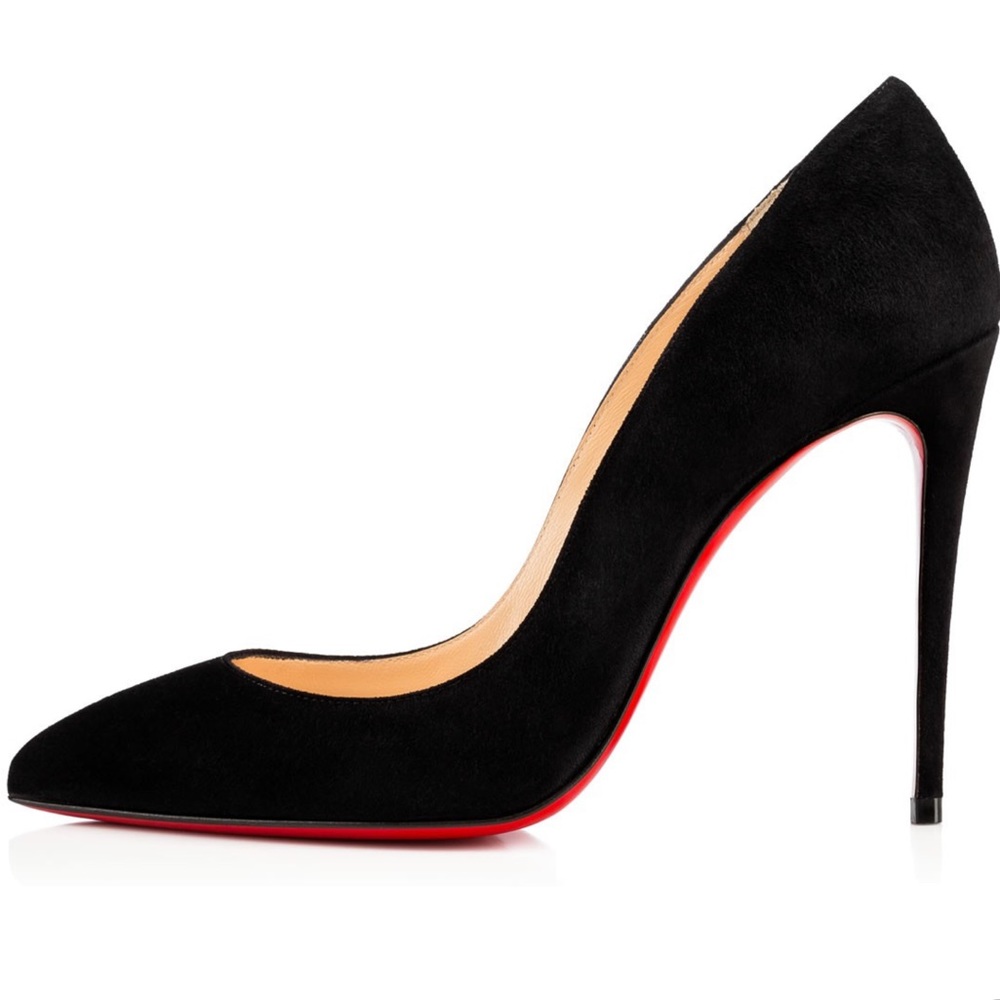 Like🆕CHRISTIAN LOUBOUTIN PIGALLE FOLLIES BLACK SUEDE 100mm POINTY TOE PUMPS 42 - Picture 3 of 9